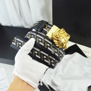 Versace, width 4.0Cm, original boutique, 3D Medusa belt buckle - Barocco print