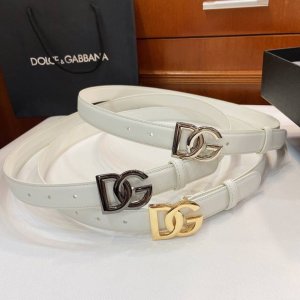 Special D&G Gucci Smooth Calfskin Belt, Adorned With Dg Crossed Letter Logo Buck