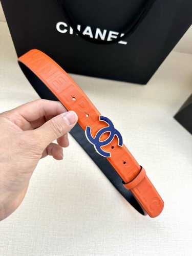 Width 3.0 Cm Chanel Women's Belt, Calfskin, This Buckle, Inner Side Cnc Finish,