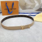 3.0Cm Louis Vuitton Lv Belt, Double-Sided Top-Grain Leather, Length: 75.80.85.90