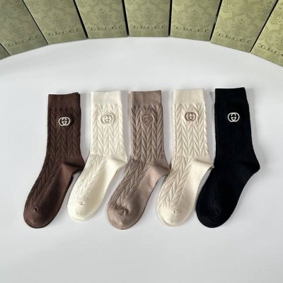 Special Packaging Gucci New Cashmere Embroidered Mid-Length Slouch Socks! Five p