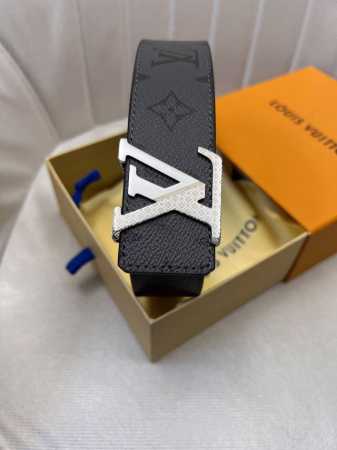 l V Original Fabric Grey Old Flower Belt Body Lining First Layer Calfskin Bot - Click Image to Close