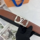 Lv Men's Floral Leather Belt, 38Mm, Double-Sided Imported Leather, Can Be Used O