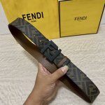 Fendi boutique style, 4.0cm wide, double-ring reversible belt with snap fastener