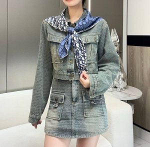 Dior printed square scarf 18mm premium silk double-sided same-tone print 90 cm N