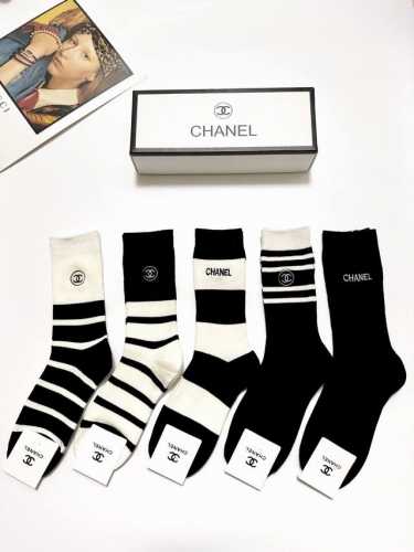 comes with packaging 5 pairs per box Chanel classic letter embroidered logo pur