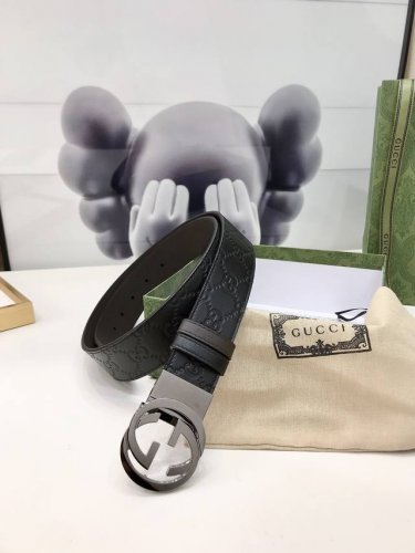 Gucci Double-Sided Belt, One Side Features Gucci Signature Leather, The Reverse