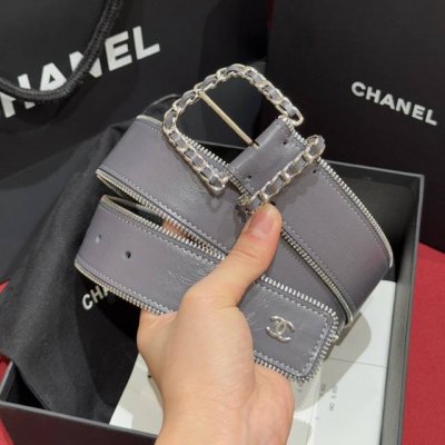 Xiangjia New Women's Belt With Zipper, Double-Sided Top-Grain Leather, This Belt