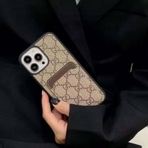 Gucci classic monogram phone case, full-coverage case with SIM card slot. Classi