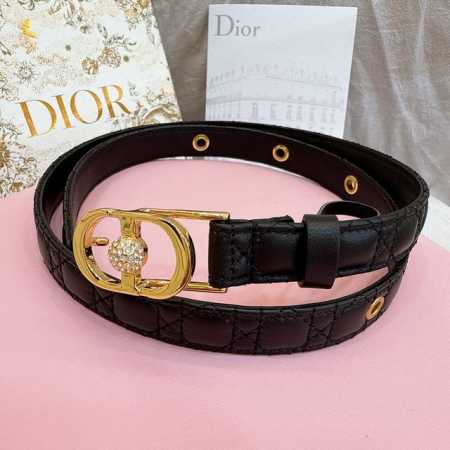 Dior Lambskin Embroidered Women's Fashion Belt, 2cm Smooth Buckle with Rhineston - Click Image to Close