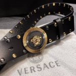 Versace width 4.0Cm New leather belt, decorated with the classic Versace Medusa
