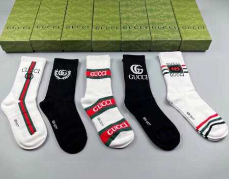 Gucci's new high-top socks, five pairs per box. The classic double G logo adds - Click Image to Close