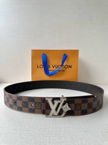 4.0 Wide Lv Flower Double-Sided Belt Crafted From Monogram Coated Canvas, Featur