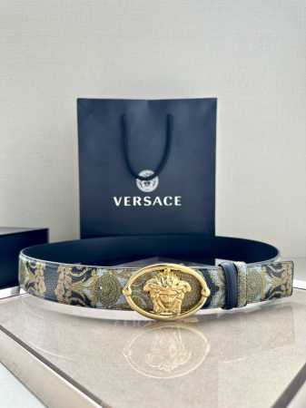 Width 4.0 Cm Versace This Soft Crocodile Leather Belt Features An Oval Medusa Bu - Click Image to Close