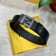 Fendi boutique style, 4.0cm wide, double-ring reversible belt with snap fastener