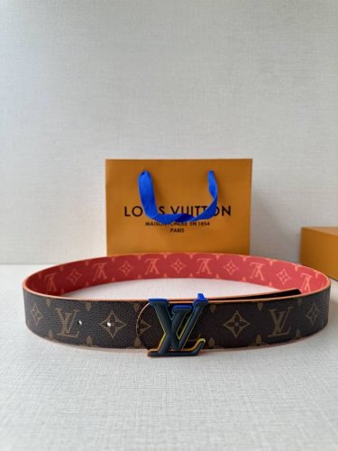 4.0 Width Lv Dimension Sunset Double-sided Belt Made of Monogram coated canvas,