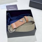 Prada workwear style cotton woven belt, casual style; features double D-ring buc