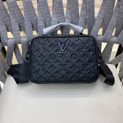 Louis Vuitton's printed embossed messenger bag, a classic travel accessory, is
