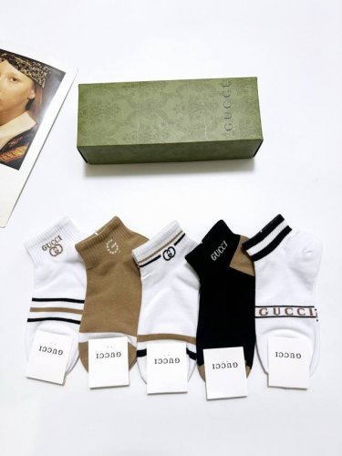 comes with packaging 5 pairs per box Gucci classic letter logo double G socks,