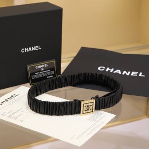 Chanel Cc square resin white and black logo square brass logo buckle calfskin si