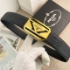 Prada special leather belt series, original hardware boutique stainless steel b