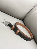 Celine Celine Triomphe Canvas logo print Wagyu leather 1.8 width pinhole belt sl