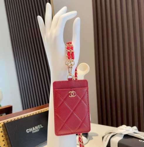 Chanel Diamond Embroidery Chain Card Holder Work Card Holder Chanel Card Holder