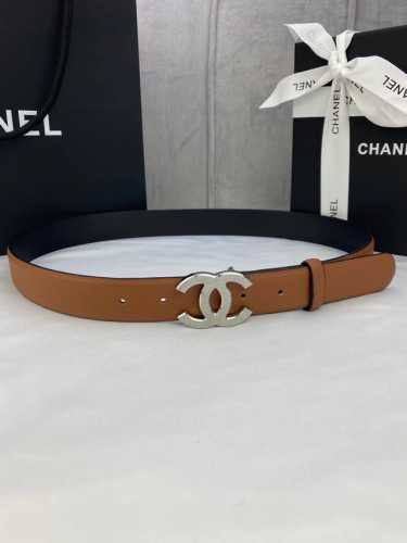 Width 3.0Cm Chanel lychee grain double-sided cowhide with gold and silver sand s