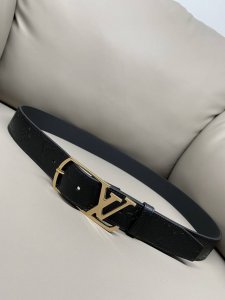 Lv 3.5Cm Pin Buckle Square Buckle Monogram Print Embossed Belt The neutral-toned