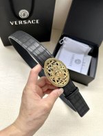 Width 4.0 Cm Versace Head Logo: The 3D Hollowed-Out Medusa On The Belt Buckle Gi