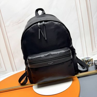 Backpack in nylon fabric DDD, black with black buttons, silk fabric with cowhid