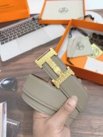 Hermes imported double-sided pebbled leather belt, 3.8cm width,