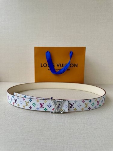 Lv The Double-Sided Belt Is Made Of Stitched Leather And Canvas With Small Black