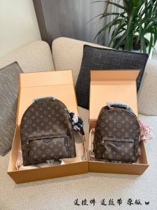 A LV monogram backpack that can be worn by both boys and girls Monogram is class