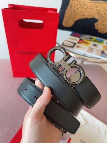 -Salvatore Ferragamo 3.5cm original leather. Precision brass hardware upgraded v