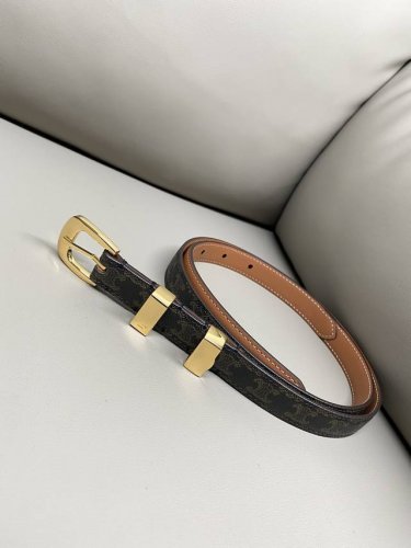 Celine Celine Triomphe Canvas logo print Wagyu leather 1.8 width pinhole belt sl