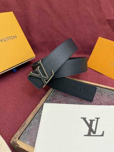 New Lv Men's Leather Belt, 4cm Width. Custom canvas fabric with a brand new patt