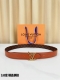 Lv 3.0Cm multi-color leather belt in burgundy, brown, and black embossed leather