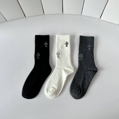 Special Packaging Chrome Hearts New Classic Mid-Length Accessory Socks! Three pa