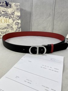 Width 3.5 Cm Dior Grained Leather Belt With Cd Buckle, Black Palm-Textured Grain