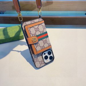 Gucci cardholder original leather series phone case, two-in-one lanyard hole fo