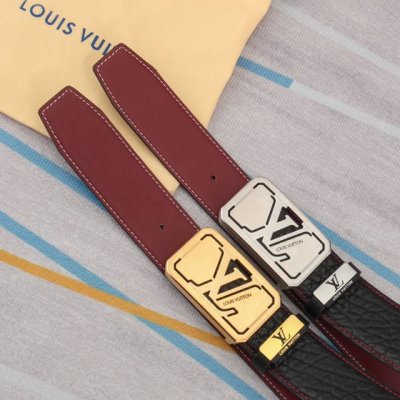 Belt: Lv Louis Vuitton Original Leather Belt Men's Belt: 100% Genuine Top-Grain