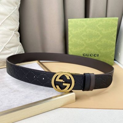 Gucc! Width 3.8Cm Original Workmanship. Double-Sided Top Layer Cowhide, Both Sid
