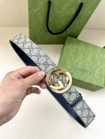 Extra Width 3.8Cm Gucci Gg Supreme Canvas Belt With Interlocking Double G Buckle