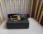 Prada Authentic Store Version Men's Dual-Use Needle Buckle Belt, One Side Black,