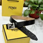 Fendl Fendi 40Mm Wide Double-Sided Genuine Calf Leather With Single Rhodium-Plat