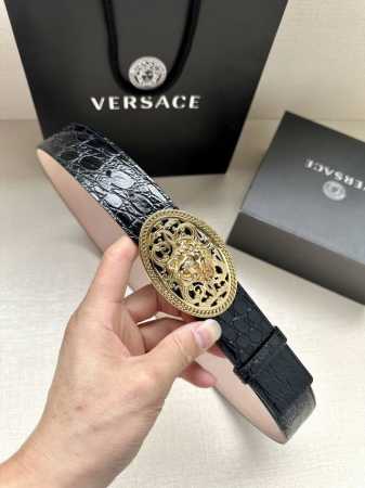 Width 4.0Cm Versace Head Logo The 3D Hollow Medusa On The Belt Buckle Gives This - Click Image to Close