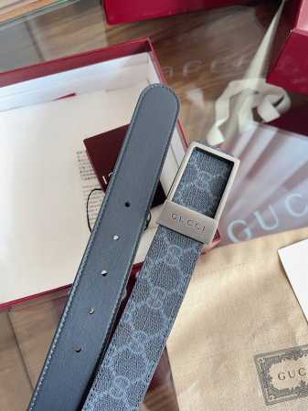 Reversible Belt with Rectangular Buckle The iconic Gg pattern continues to enha - Click Image to Close