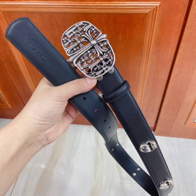 Chrome Hearts Removable brass silver-plated 925 buckle, imported original leath