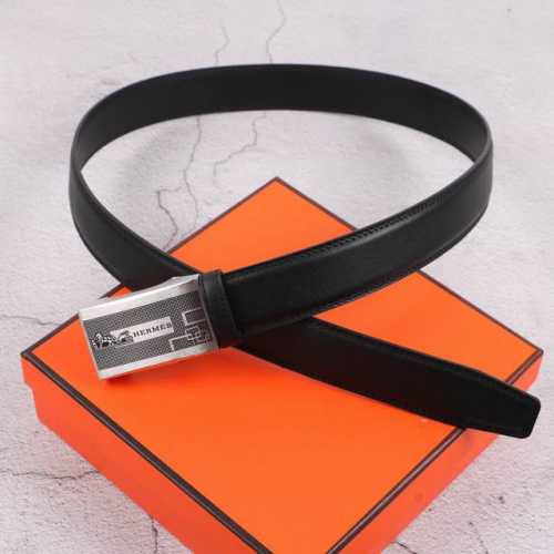 Automatic buckle belt] Hermes 3.5mm wide, made of double-sided imported top-grai